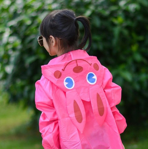 เสื้อกันฝนญี่ปุ่น ชุดกันฝนเด็กเกาหลี การ์ตูน ลายกระต่าย สีชมพู Funny Raincoat