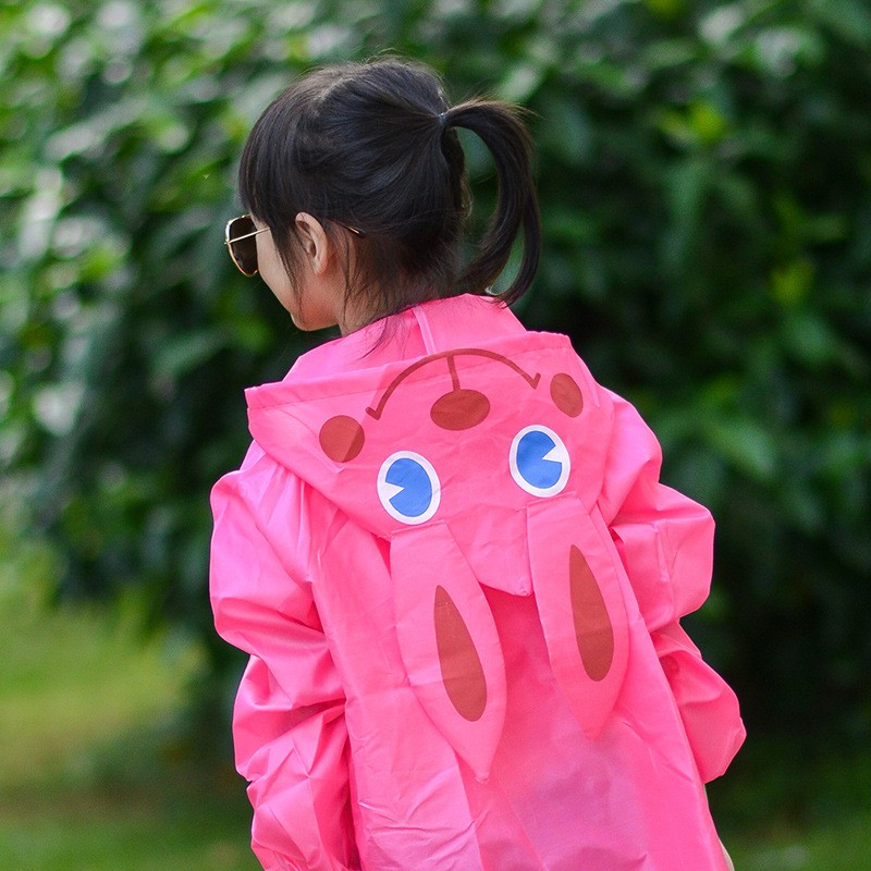 เสื้อกันฝนเด็ก - การ์ตูน ลายกระต่าย สีชมพู funny rain coat อายุ 3 ขวบขึ้นไป