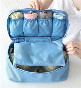 กระเป๋าจัดเก็บชุดชั้นใน Underware Pouch แบ่งออกเป็น 3 ส่วน - สีฟ้า