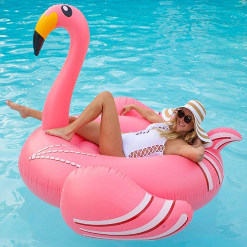 แพยางแฟนซี ฟลามิงโก้สีชมพู Flamingo Pink Thin Neck ขนาด 190x190x120 ซม.