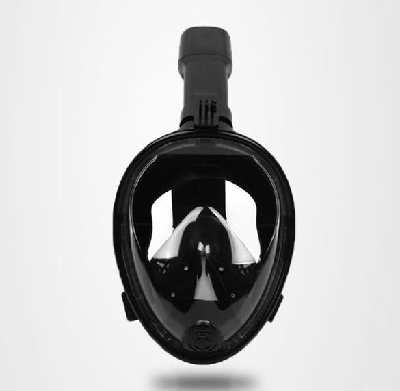 หน้ากากดำน้ำแบบ เต็มหน้า Go-pro Mounting สน็อกเกิ้ล แบบใหม่ ไม่ต้องคาบท่อหายใจ - สีดำ