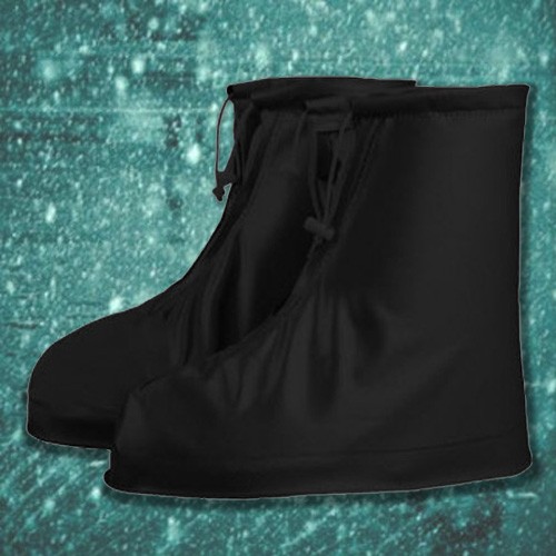 รองเท้ากันฝนแฟชั่น rain cover shoes เป็นซิปถอดใส่ง่าย - สีดำใส