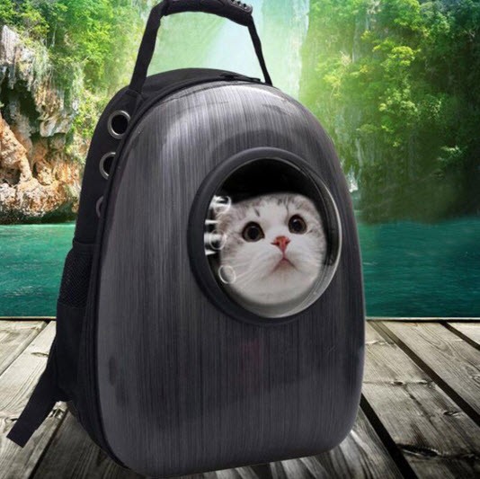 เป้แมว กระเป๋าใส่แมว Space Capsule รับน้ำหนักได้ 5kg ขนาด 30x28x44 ซม. สีดำ