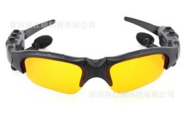 Stereo Bluetooth 4.1 Sunglasses Headset, Music Glasses Supports Music, Handfree Calls, Camera Shutter Remote 4 Color-Yellow