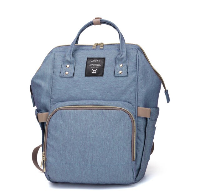 กระเป๋าผ้าอ้อม อเนกประสงค์ เป้สะพายหลัง กันน้ำ สีฟ้า ขนาด 22 x 12 x 32 x 36 cm