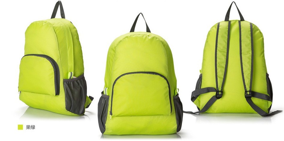 กระเป๋าเป้ สะพาย น้ำหนักเบา สามารถพับเก็บได้ ขนาด 42 x 30.5 ซม. — สีเขียว