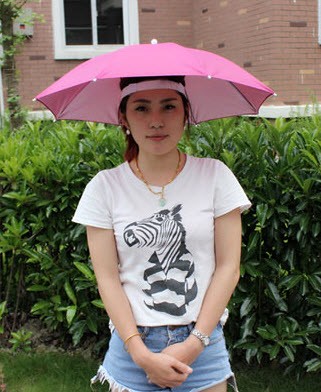 หมวกติดร่ม พับเก็บได้ ขนาด 38 x 8 ซม. — สีชมพู