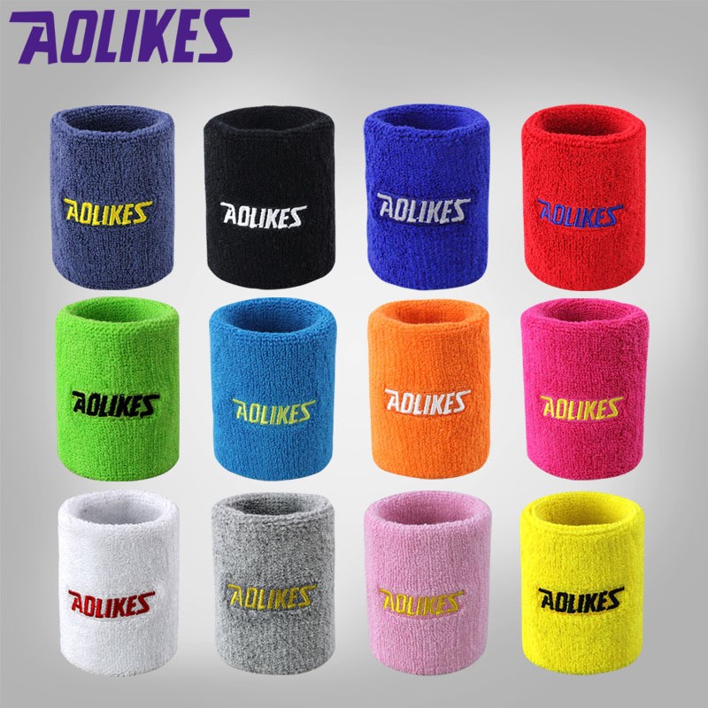 ผ้ารัดข้อมือ ซับเหงื่อ Aolikes Wrist Support Towel ขนาด 8 x 8 ซม. — สีเหลือง