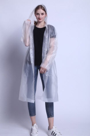ชุดคลุมกันฝน แบบโปรงแสง EVA เสื้อคลุมกันฝน Eva สีขาวใส