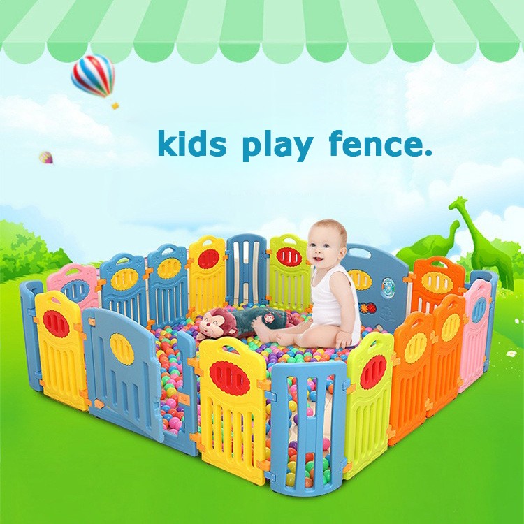 คอกกั้นเด็กพลาสติกสไตล์เกาหลี Korea Play Fence แบบไม่มีมุม Size XL ขนาด 200 x 198 ซม. 3.96 ตารางเมตร