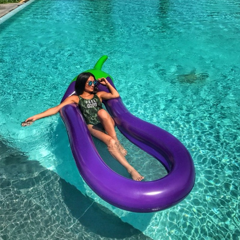 ห่วงยางเป่าลม แพยางเป่าลม Inflatable Eggplant Pool Lounge รูปมะเขือยาว ขนาด 270 x 110 x 25 ซม.