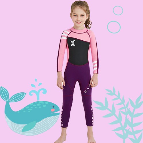 ชุดว่ายน้ำเด็กเก็บอุณหภูมิ Dive & Sail กันแดด UPF 50+ ชุดว่ายน้ำเก็บอุณหภูมิ เนื้อผ้าหนา 2.5 มิลลิเมตร — สีชมพู