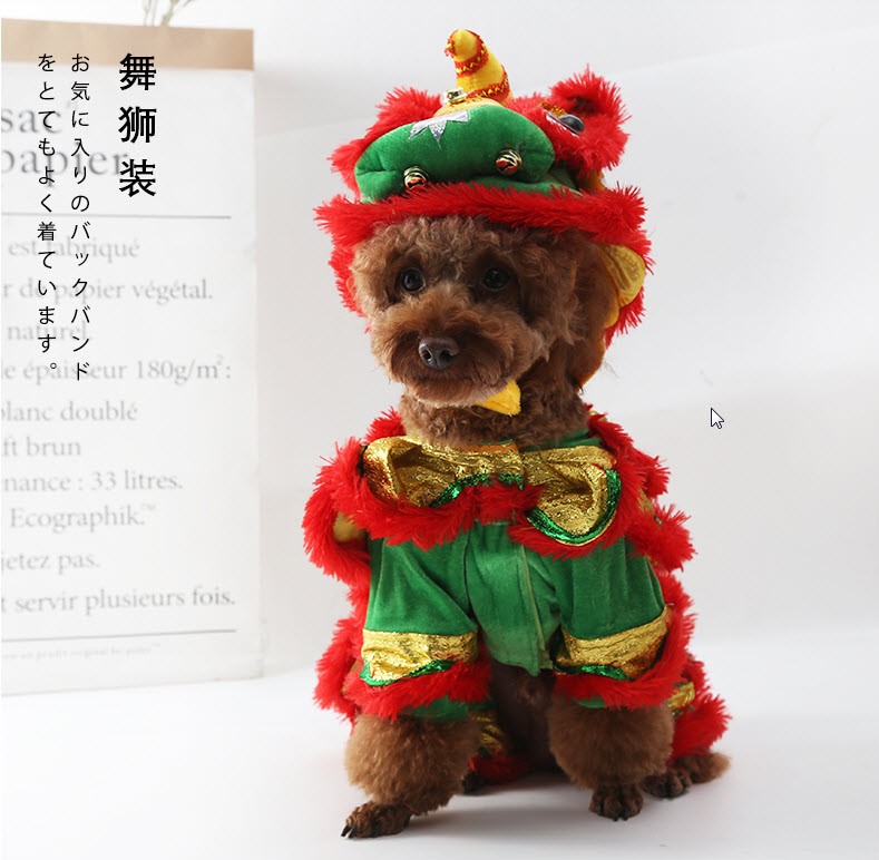 ชุดสุนัขวันตรุษจีน สีแดง ลายมังกร Dog Dragon