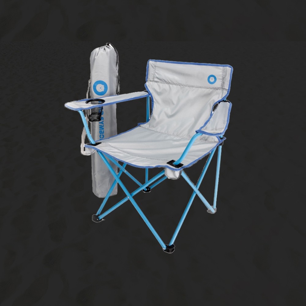 เก้าอี้สนาม Bear Symbol YZ9017 น้ำหนักเบา พักเก็บได้ ขนาด 48 x 50 x 77 ซม. พร้อมที่วางแก้ว — สีน้ำเงิน