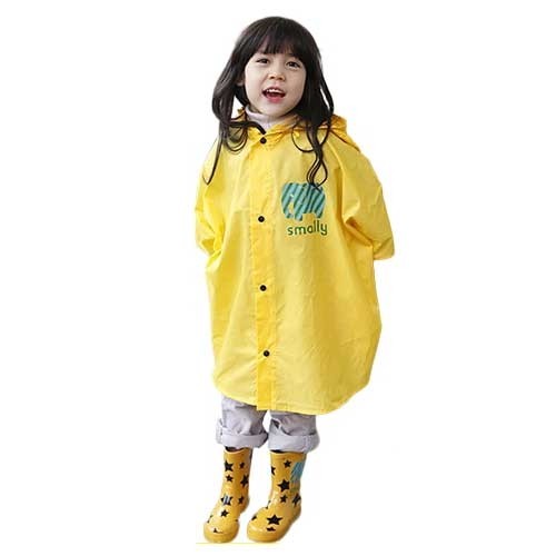 เสื้อกันฝนเด็ก Smally เนื้อผ้า Nylon 100% มีถุงผ้าสำหรับเก็บชุดกันฝน - สีเหลือง