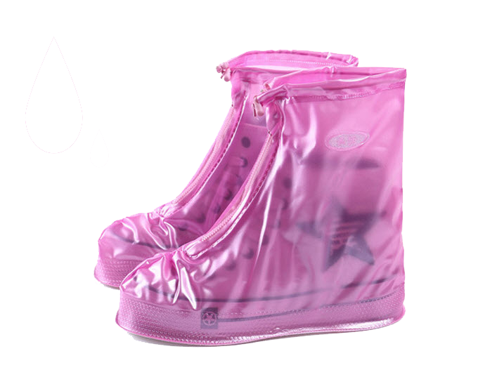 รองเท้ากันฝน แบบสั้น รุ่น JY – 518 เป็นซิป ถอด ใส่ ง่าย — สีชมพู