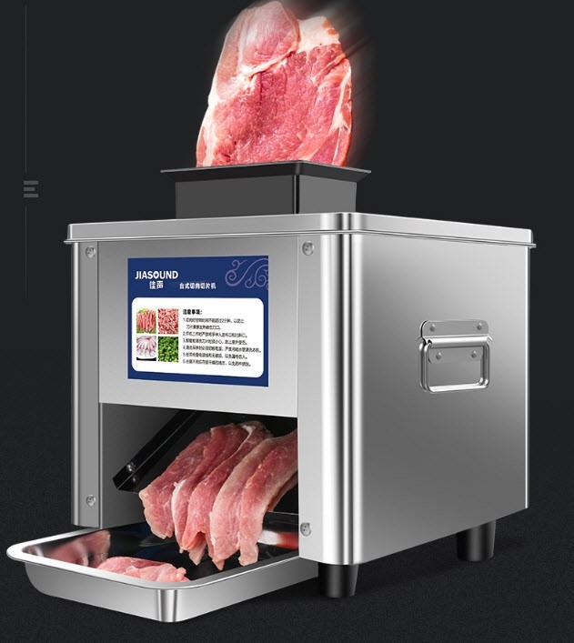 เครื่องสไลด์อัตโนมัติ Automatic Meat Slicer Commercial สไลด์เนื้อ ผัก ใบมีด Stainless Steel