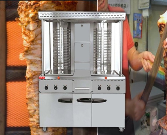 เครื่องย่างเนื้อแนวตั้งเคบับไฟฟ้า Electric Vertical Barbecue Grill kebab Machine แบบเตาคู่ รุ่น CG-MT800
