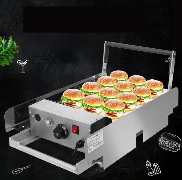 เครื่องทำแฮมเบอร์เกอร์ 2200w 50-300c 220V ASQ-212 burger baking machine double-layer