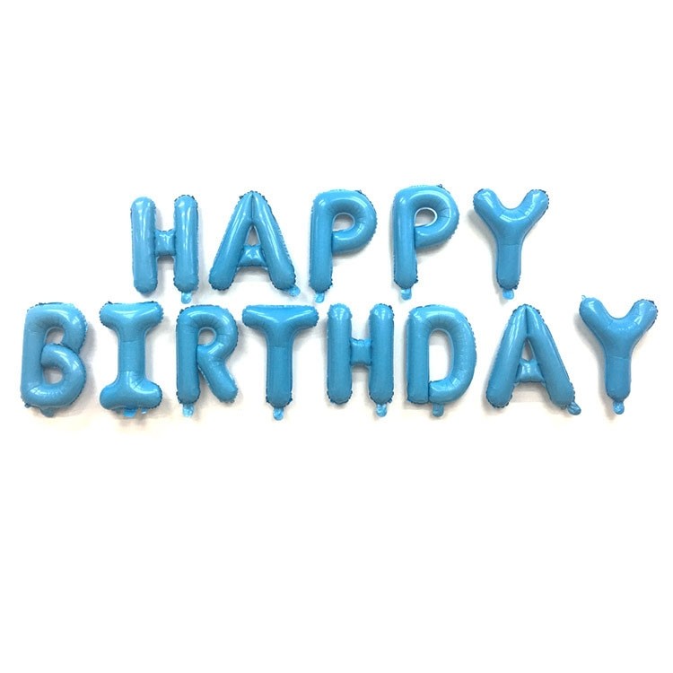 ลูกโป่งข้อความ Happy Birth Day ขนาด 16 นิ้ว ต่อ 1 ตัวอักษร — สีฟ้า