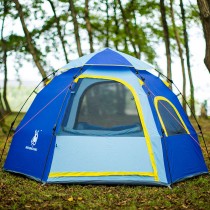 เต็นท์นอน Hydraulic Automatic Clamping Tent แบบโดม ขนาดกว้างสุดรอบนอกโครง 245x245x145 น้ำหนัก 4.67kg - สีน้ำเงินแถบเหลือง
