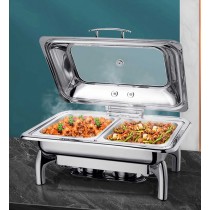 ถาดอุ่นอาหาร โรงแรม Electric Heating Buffet Stove ระบบปิดไฮดรอลิค วัสดุสแตนเลส 201/304 มีที่อุ่นในตัว