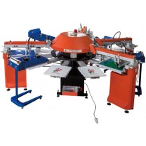 เครื่องสกรีนแบบจานหมุน ต่อเนื่องอัตโนมัติ SPG 400*500 (mm) automatic disc multi-color screen printing machine 600pcs/h