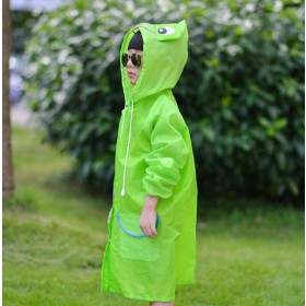 เสื้อกันฝนเด็กลายน่ารักๆ การ์ตูน ลายกบ สีเขียว Funny Raincoat