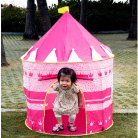 กระโจมเด็ก เต็นท์เด็กเล่น Play Tents กางออก พับเก็บง่าย ขนาด 105x135 cm มีถุงเก็บเต็นท์ - สีชมพู