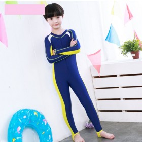 ชุดว่ายน้ำเด็ก Kids Sunscreen Elastic water suit เต็มตัว แขนยาว+ขายาว สีฟ้า - เหลือง
