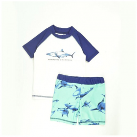 ชุดว่ายน้ำเด็กผู้ชาย เสื้อ + กางเกง ลายปลาฉลาม