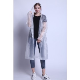 เสื้อคลุมกันฝนน้ำหนักเบา EVA Rain Coat แบบ Free Size ขนาด 65 x 115 cm — สี่ขาวใส