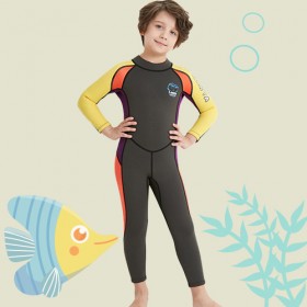 ชุดว่ายน้ำเด็กเก็บอุณหภูมิ Dive & Sail กันแดด UPF 50+ ชุดว่ายน้ำเก็บอุณหภูมิ เนื้อผ้าหนา 2.5 มิลลิเมตร — สีดำ