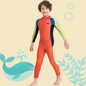 ชุดว่ายน้ำเด็กเก็บอุณหภูมิ Dive & Sail กันแดด UPF 50+ ชุดว่ายน้ำเก็บอุณหภูมิ เนื้อผ้าหนา 2.5 มิลลิเมตร — สีส้ม