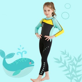 ชุดว่ายน้ำเด็กเก็บอุณหภูมิ Dive & Sail กันแดด UPF 50+ ชุดว่ายน้ำเก็บอุณหภูมิ เนื้อผ้าหนา 2.5 มิลลิเมตร — สีเขียวมินท์