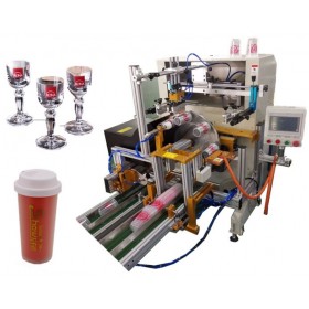 เครื่องสกรีนแก้ว ถ้วย ชาม กระถาง โลโก้ หมึก (พร้อมสายพาน) automatic plastic cup screen printing